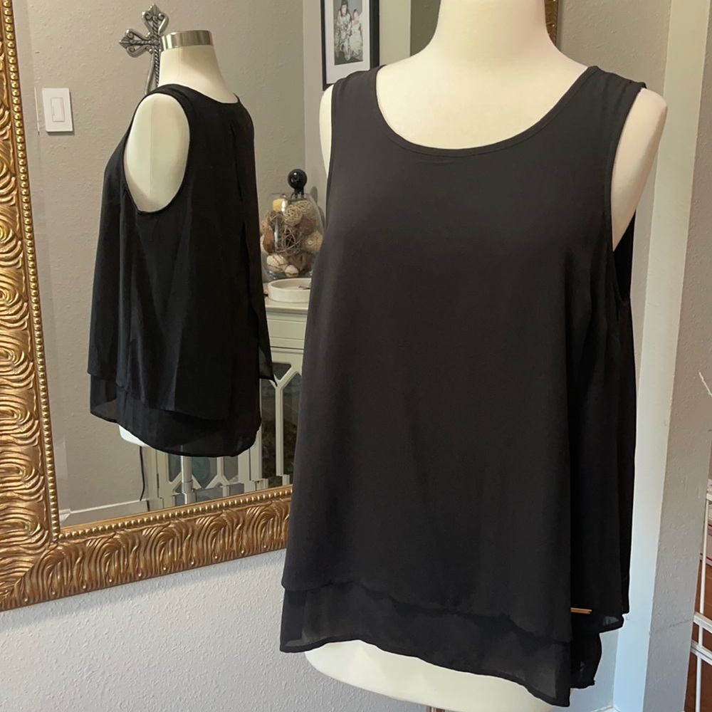 MICHAEL Michael Kors Black Layered Sleeveless Blouse